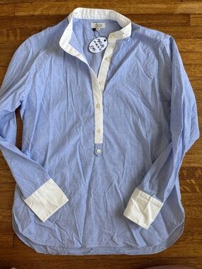 PRESS of Primrose Hill Light Blue Popover Shirt with White Trim